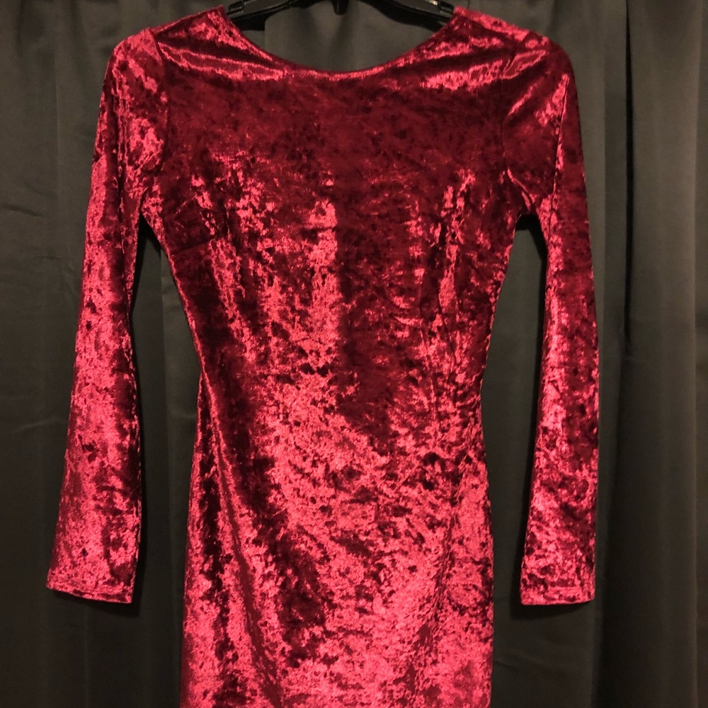 Lulu’s red velvet mini dress